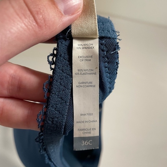 Lucky Brand Blue Wire-Free Lace Back Bra - Picture 2 of 4